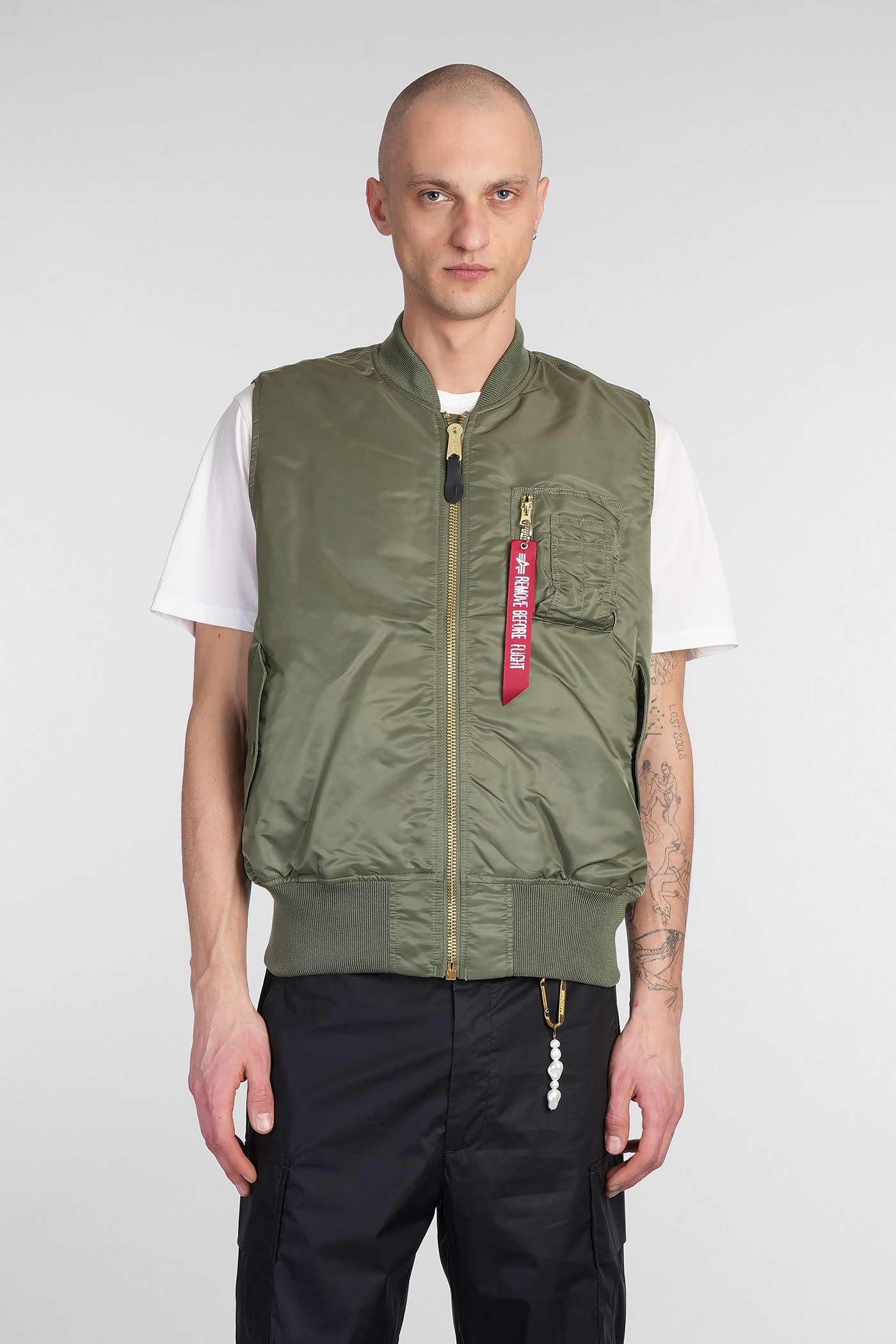 Ma-1 Vest Vest In Green Nylon