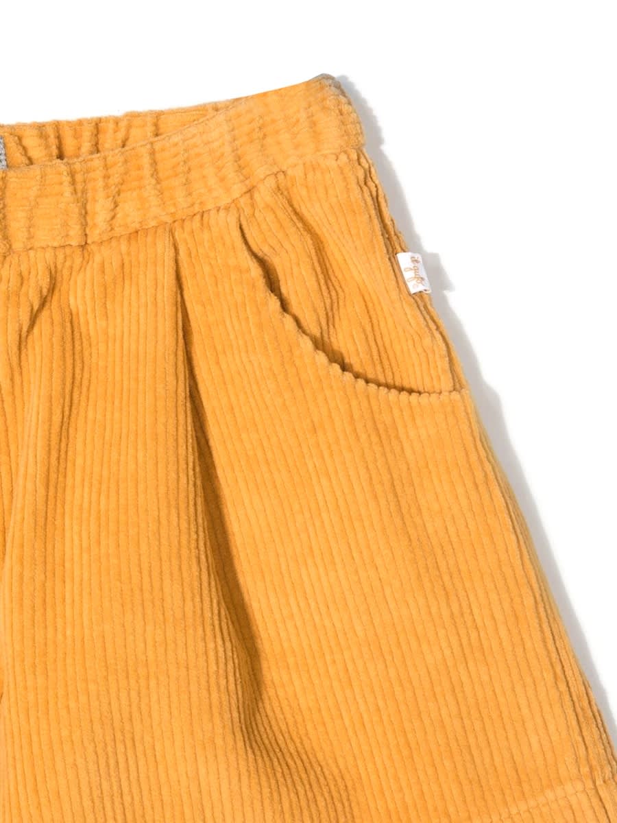 Il Gufo Corduroy Elasticated-waistband Shorts In Yellow