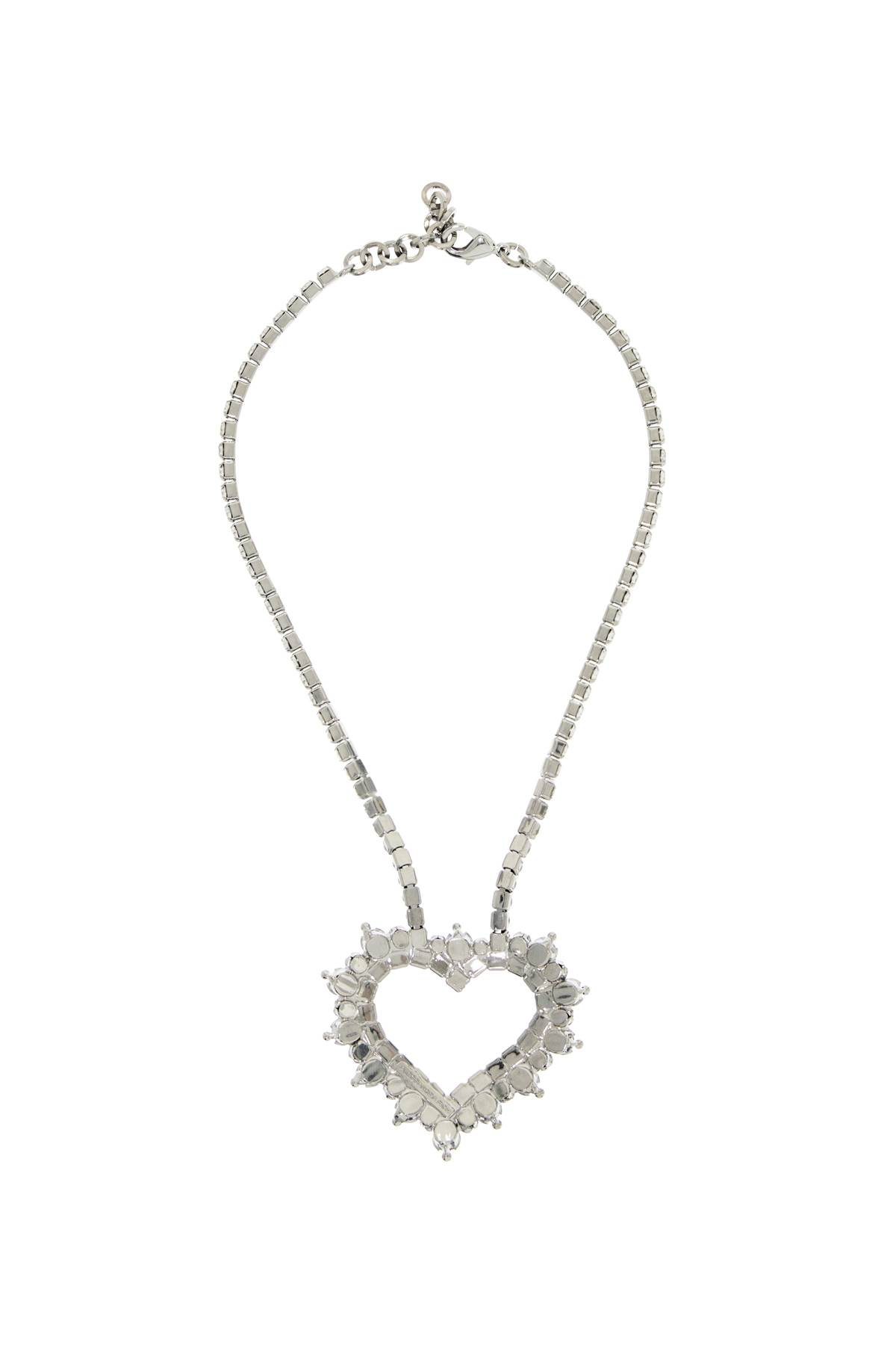 Shop Alessandra Rich Necklace With Heart Pendant In Cry-silver (silver)