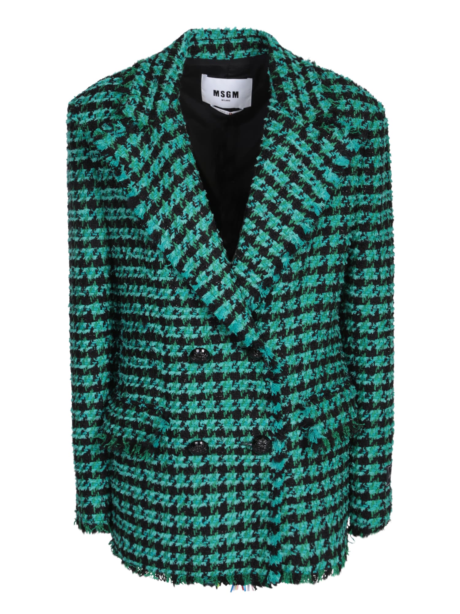 Shop Msgm Double-breasted Blazer In Green