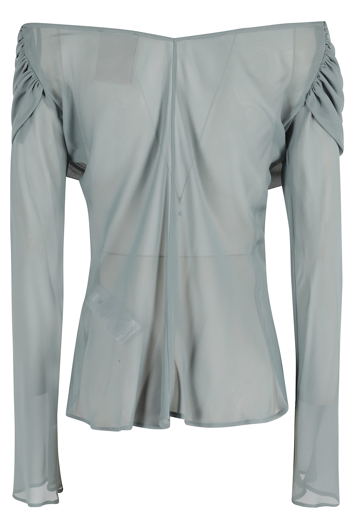 Semicouture Dew-toned Semi Couture Blouse With Off-shoulder Design In Green
