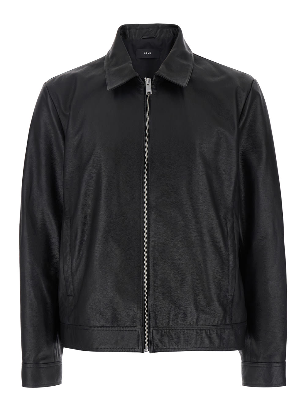 Wani Black Jacket With Classic Collar In Leather Man