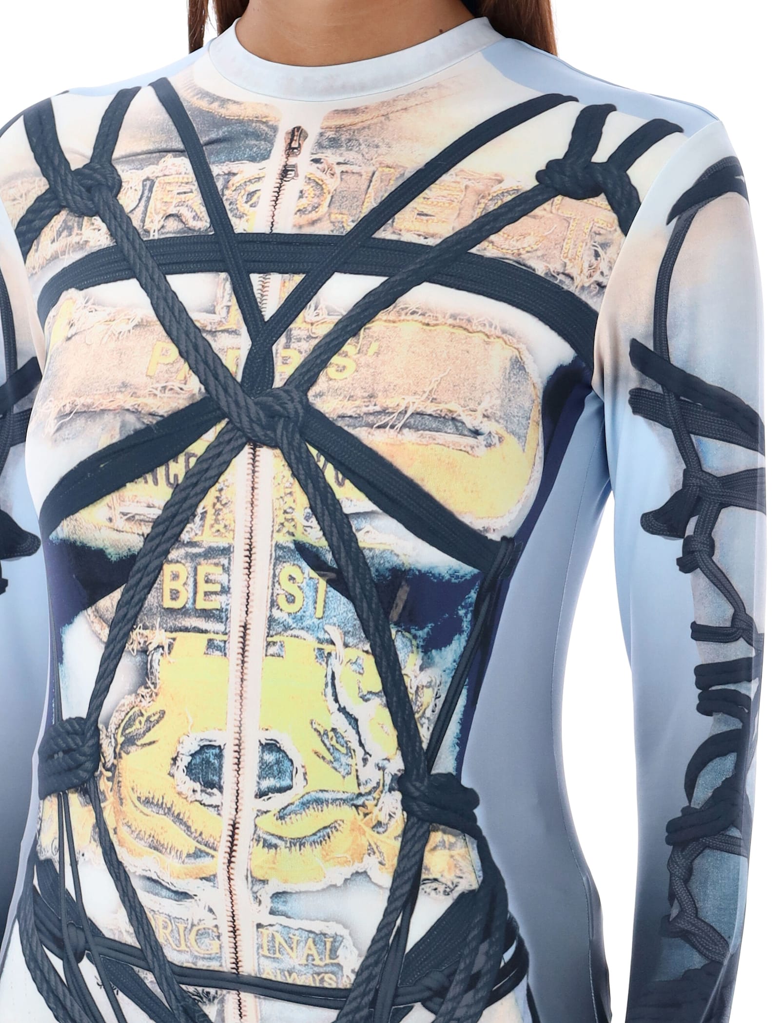 Shop Y/project Bondage Print Top In Blue Black