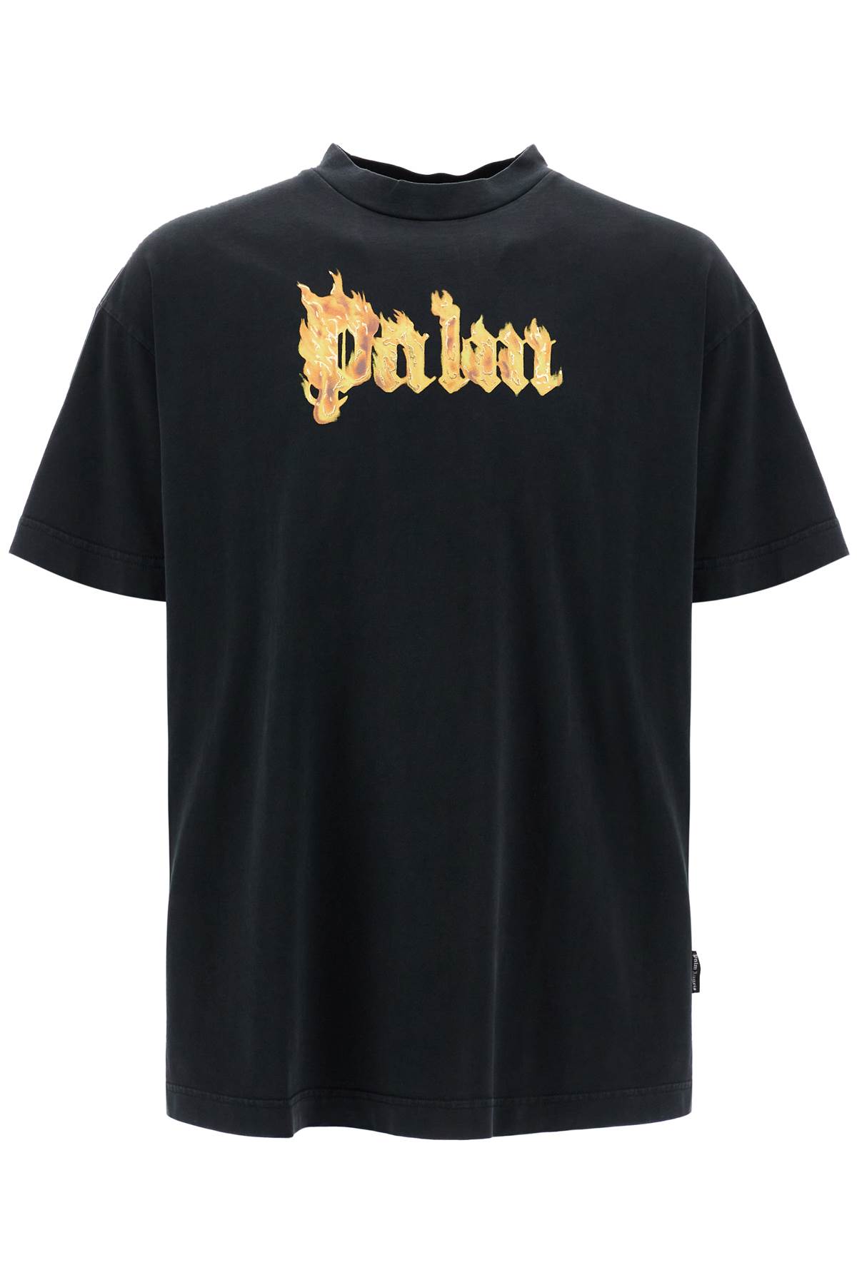 Shop Palm Angels Burning Logo T-shirt In Black Gold (black)