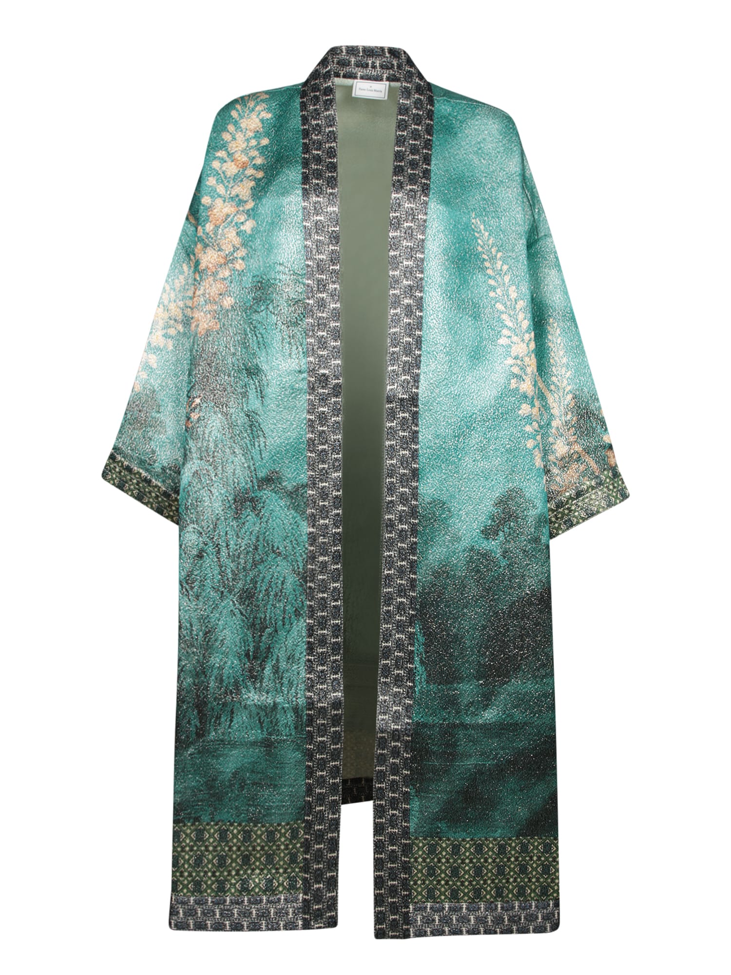 Shop Pierre-louis Mascia Multicolor Blue Damask Over Kimono