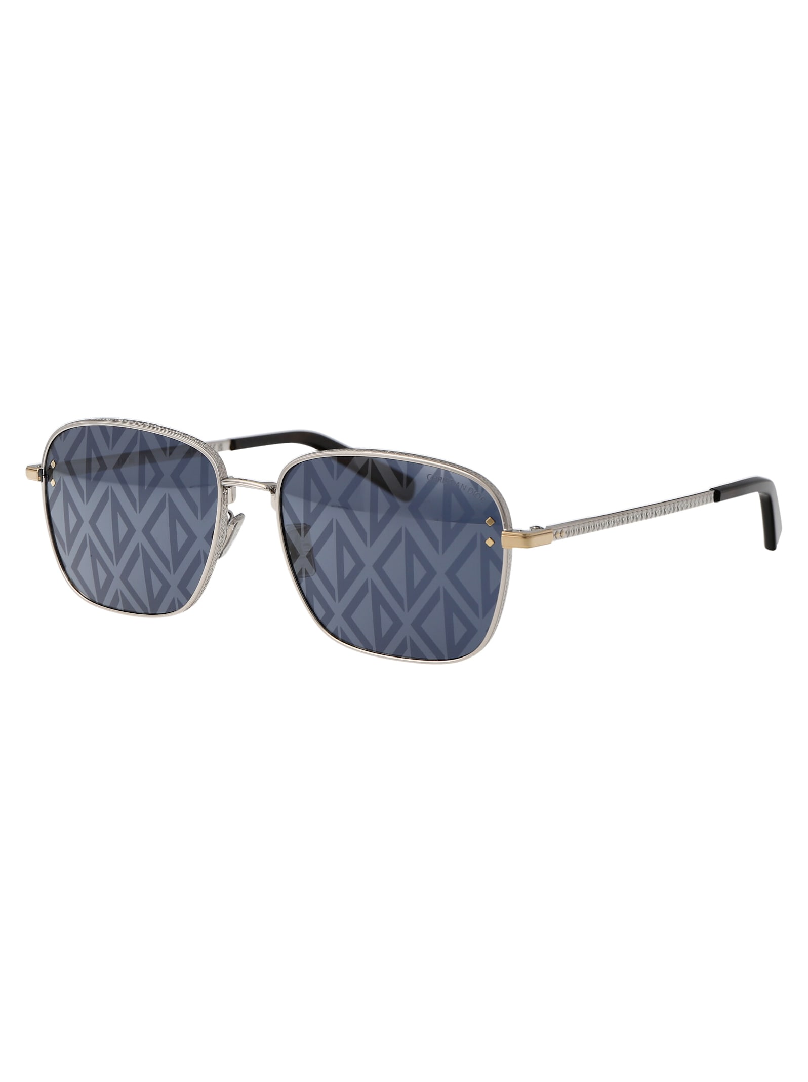 Shop Dior Cd Diamond S4u Sunglasses In F2b4 Shiny Palladium / Blu Mirror