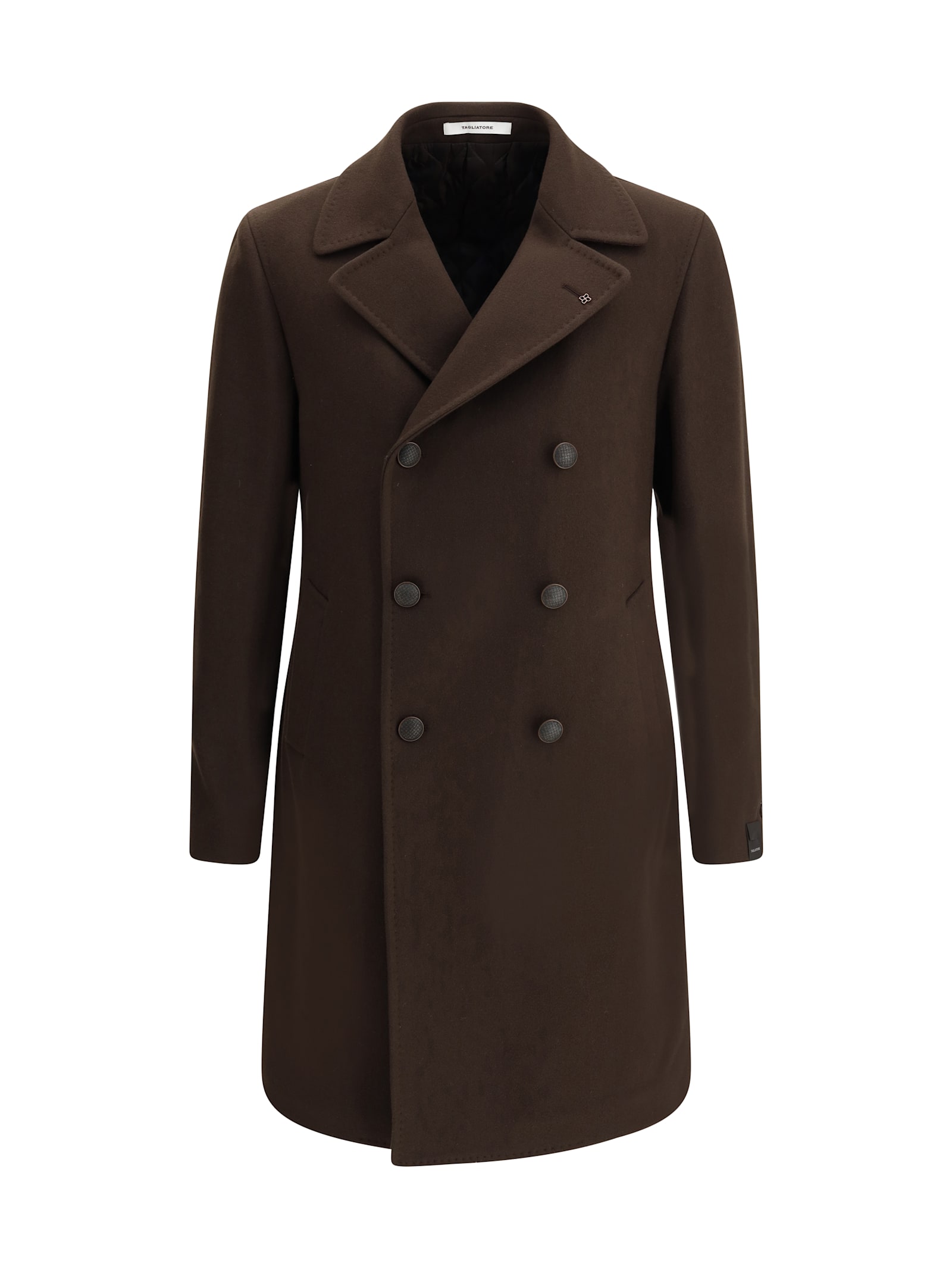 Tagliatore Double-breasted Coat In Brown
