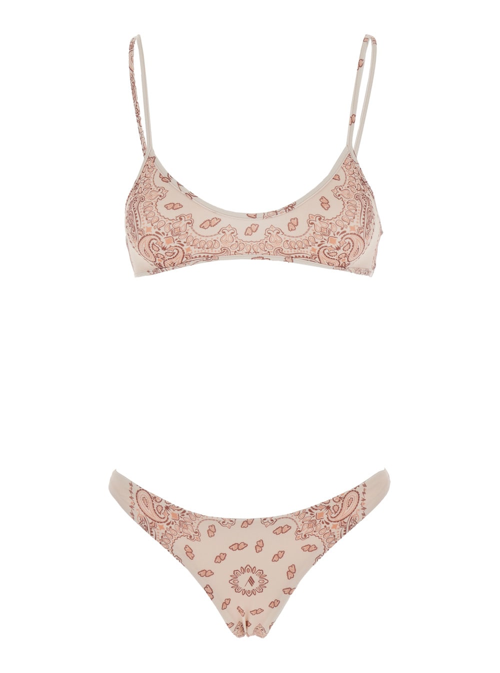 Pink Bikini With Spaghetti Straps And All-over Print In Tech Fabric Stretch Woman