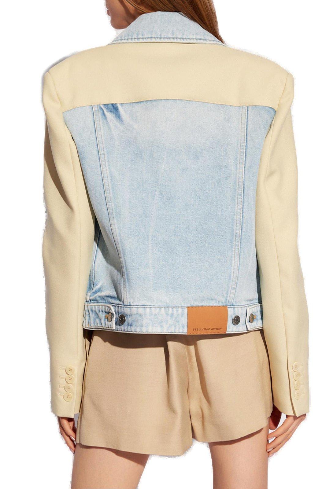 Shop Stella Mccartney Button-up Panelled Denim Jacket In Blue/neutrals
