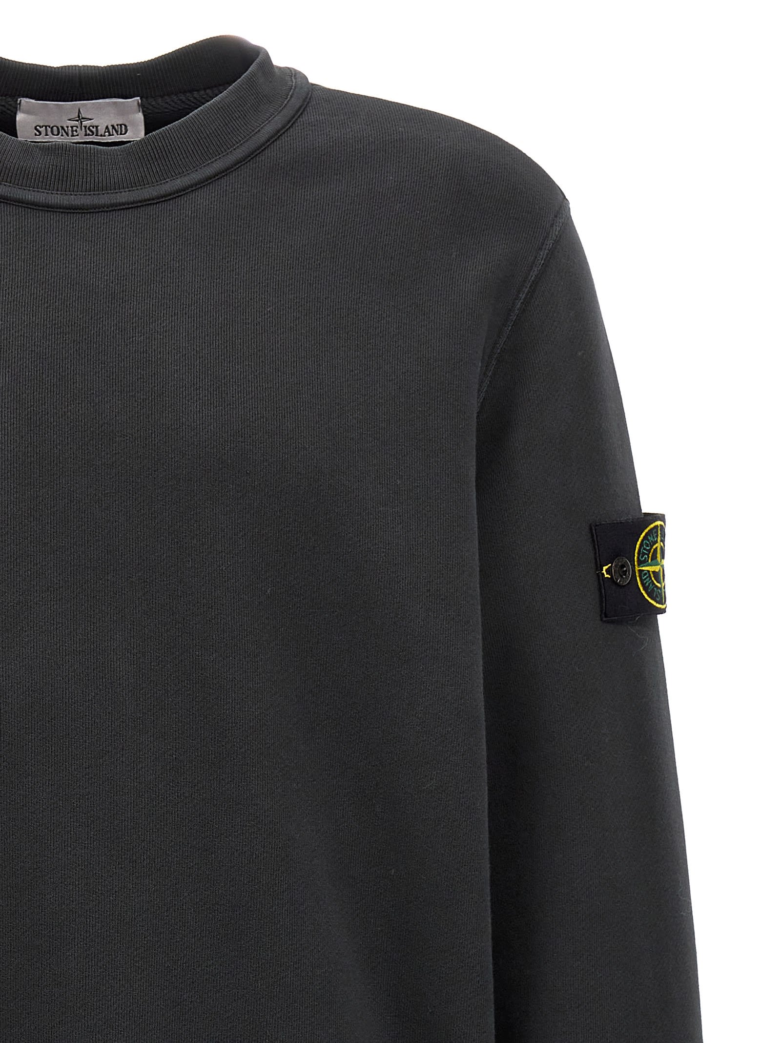 Shop Stone Island Logo Badge Sweatshirt In Black