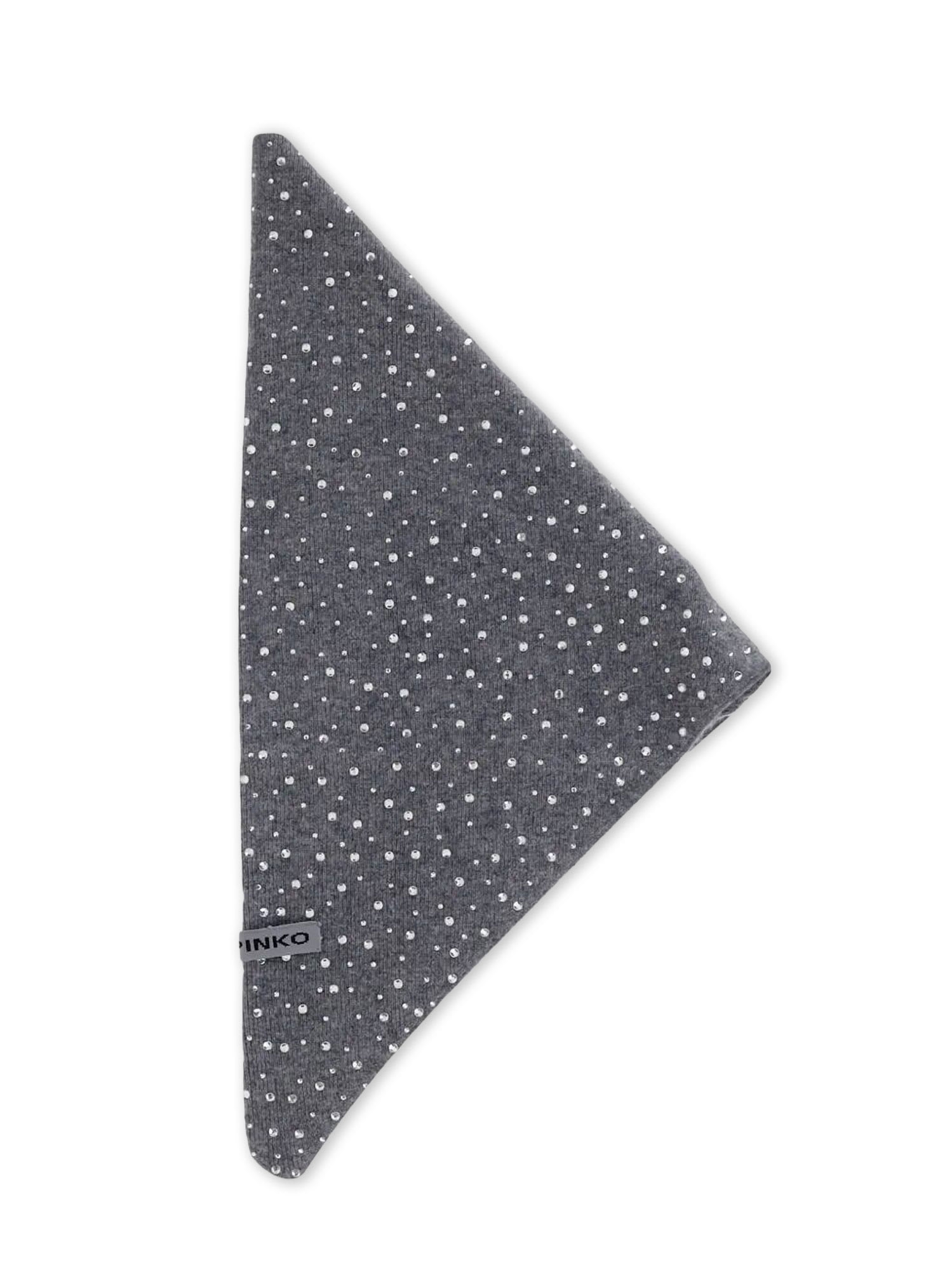 Pinko Svizzera Wool Scarf With Rhinestones In Gray