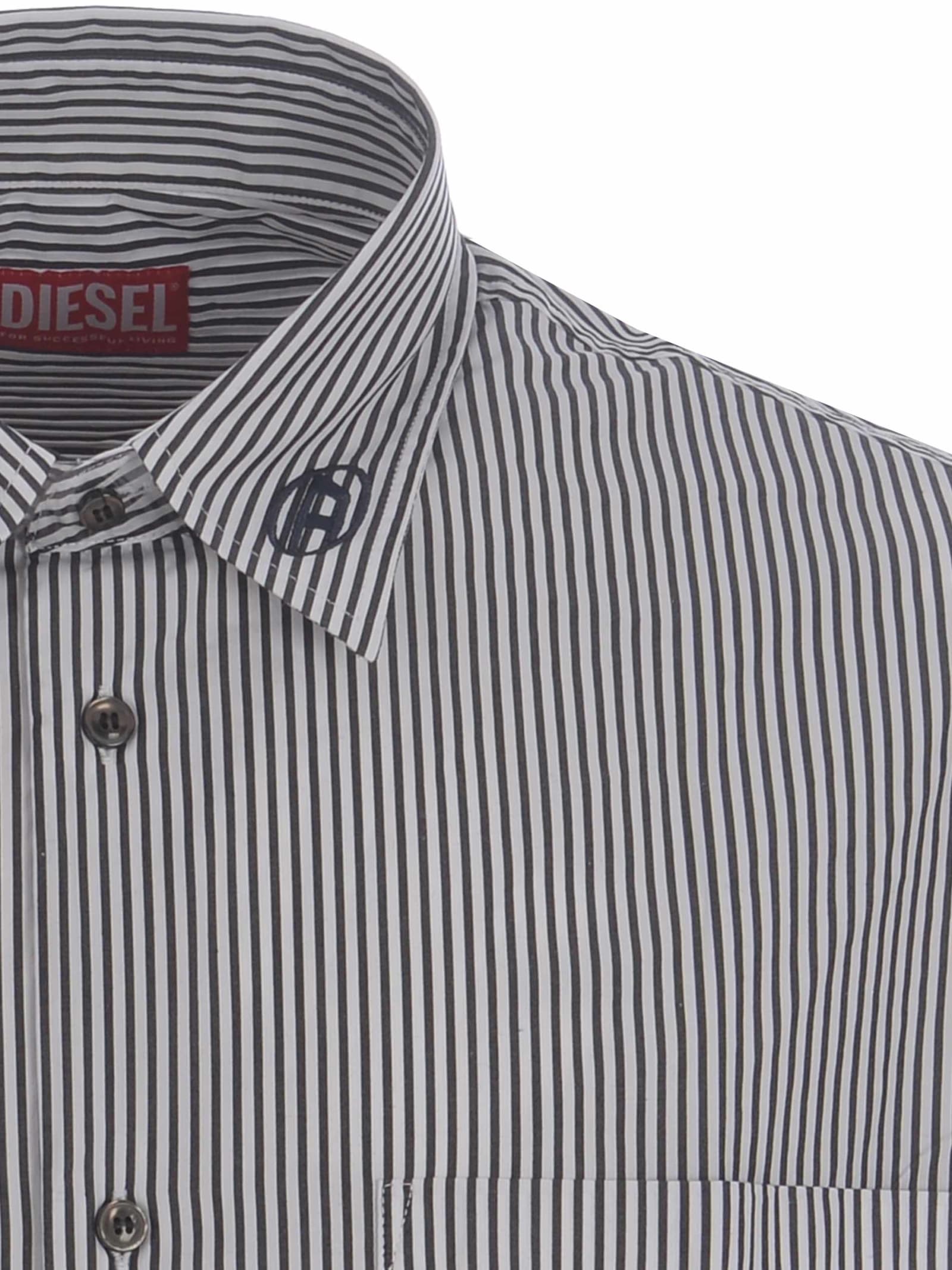 Shop Diesel Camicia  Trax Made Of Cotton In Bianco
