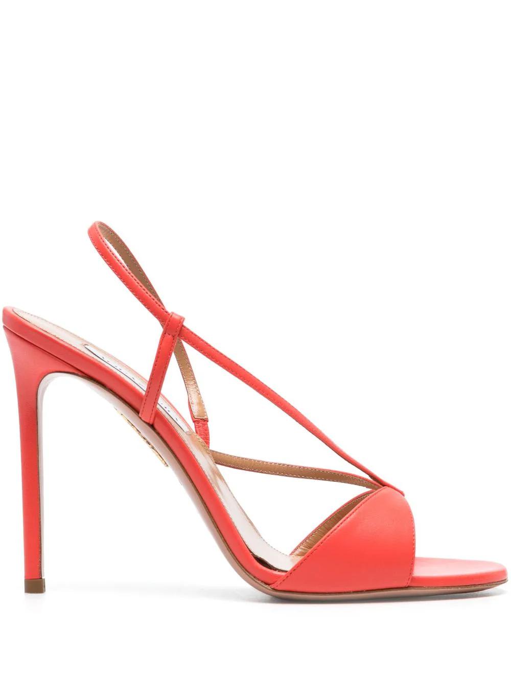 Shop Aquazzura Sognare 105mm Leather Sandals In Red