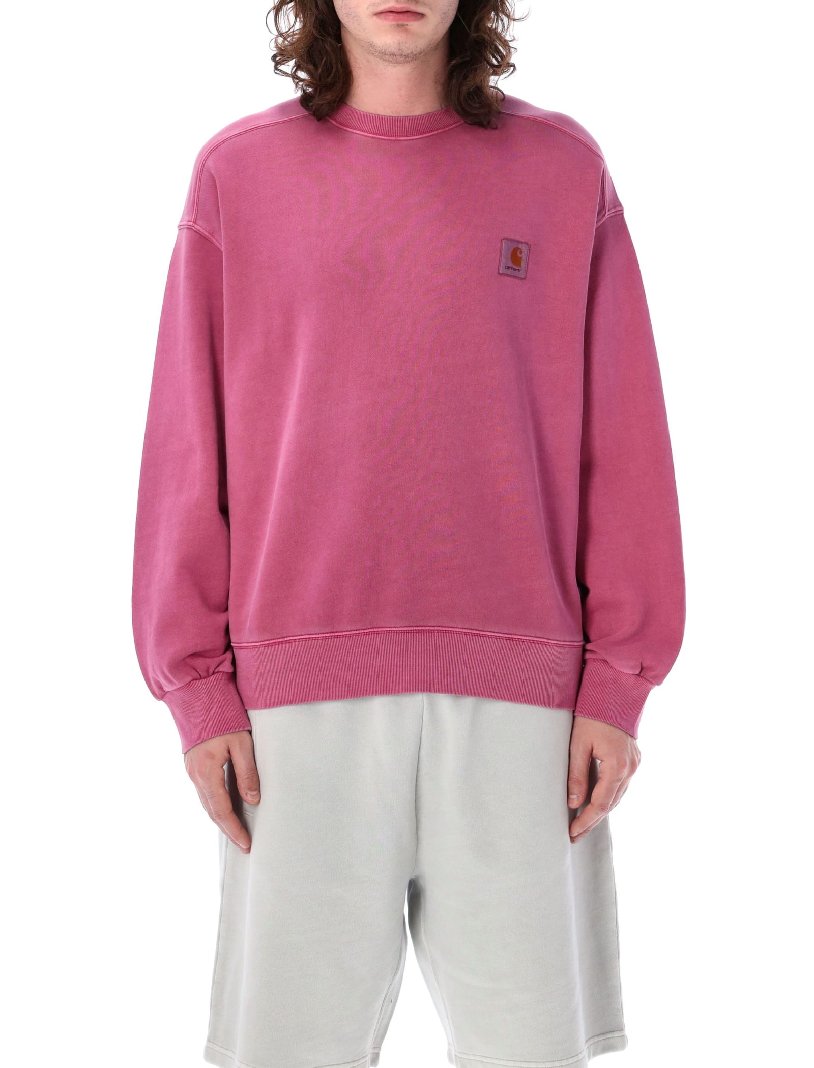 Shop Carhartt Nelson Sweatshirt In Magenta Garment Dyed