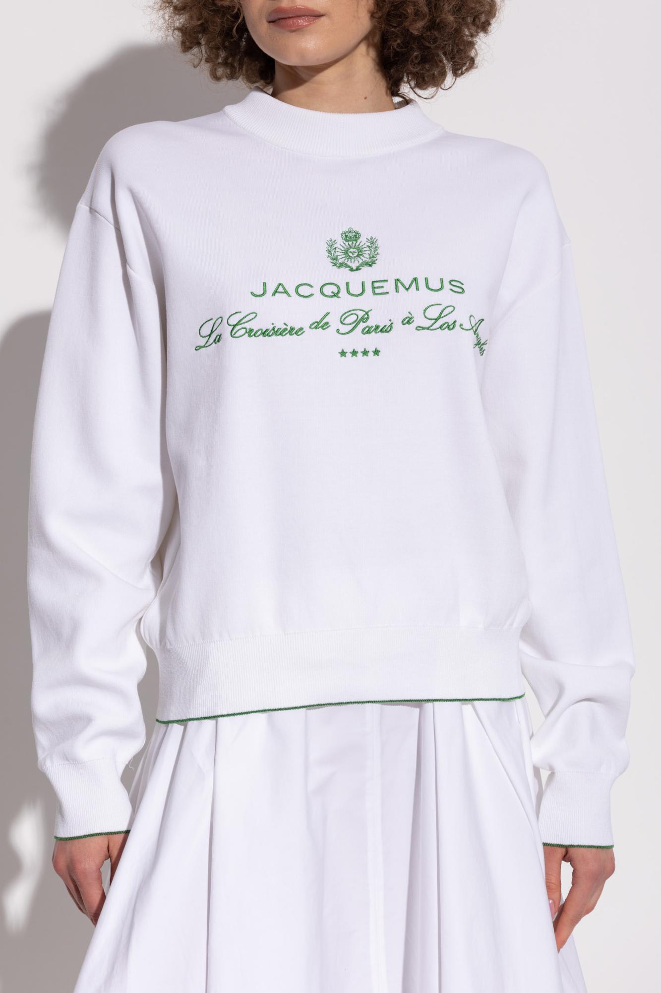 Jacquemus Logo Embroidered Crewneck Sweatshirt In Hotel Address White