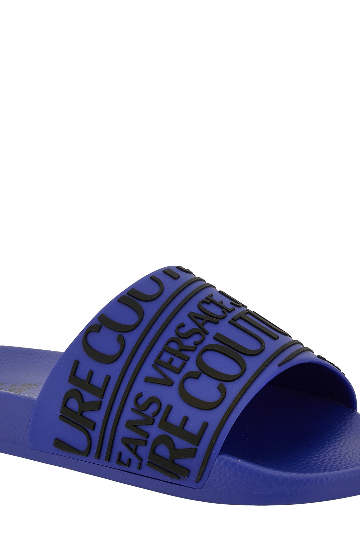 Versace Jeans Couture Logo-embossed Slides In Purple