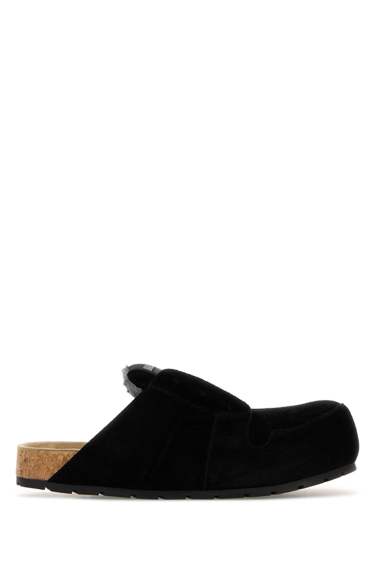 Balenciaga Dumbo Sabot In Distressed Suede Calfskin Men In Black