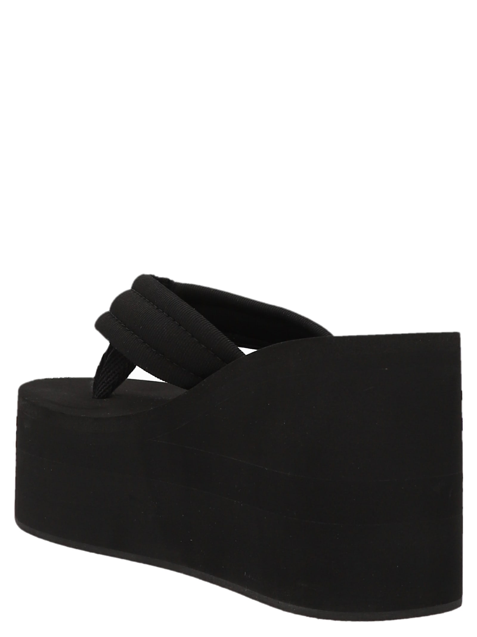 Coperni Wedge Heel Platform Sandals With Thong Strap In Black