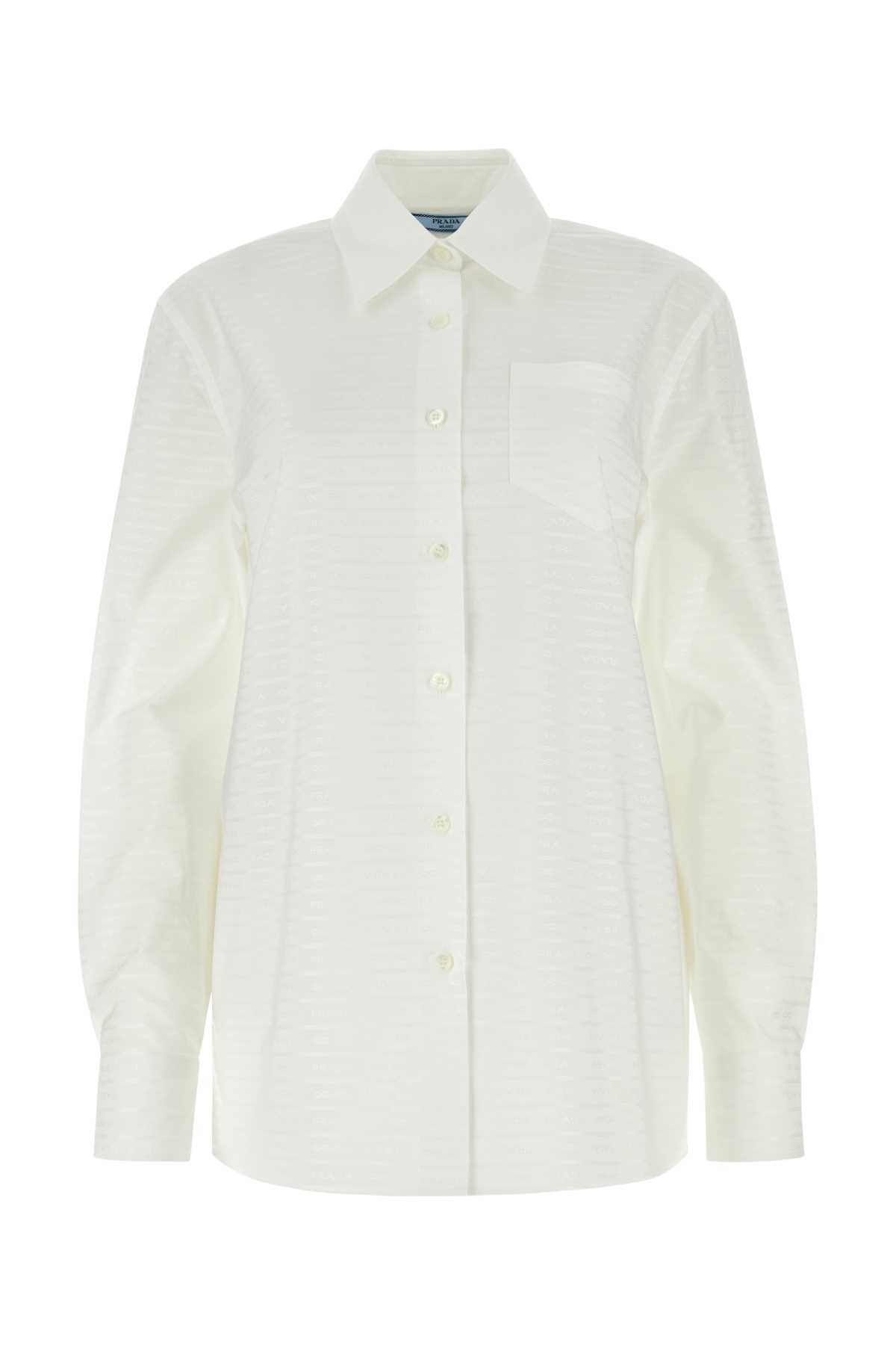 Shop Prada White Cotton Shirt In Bianco