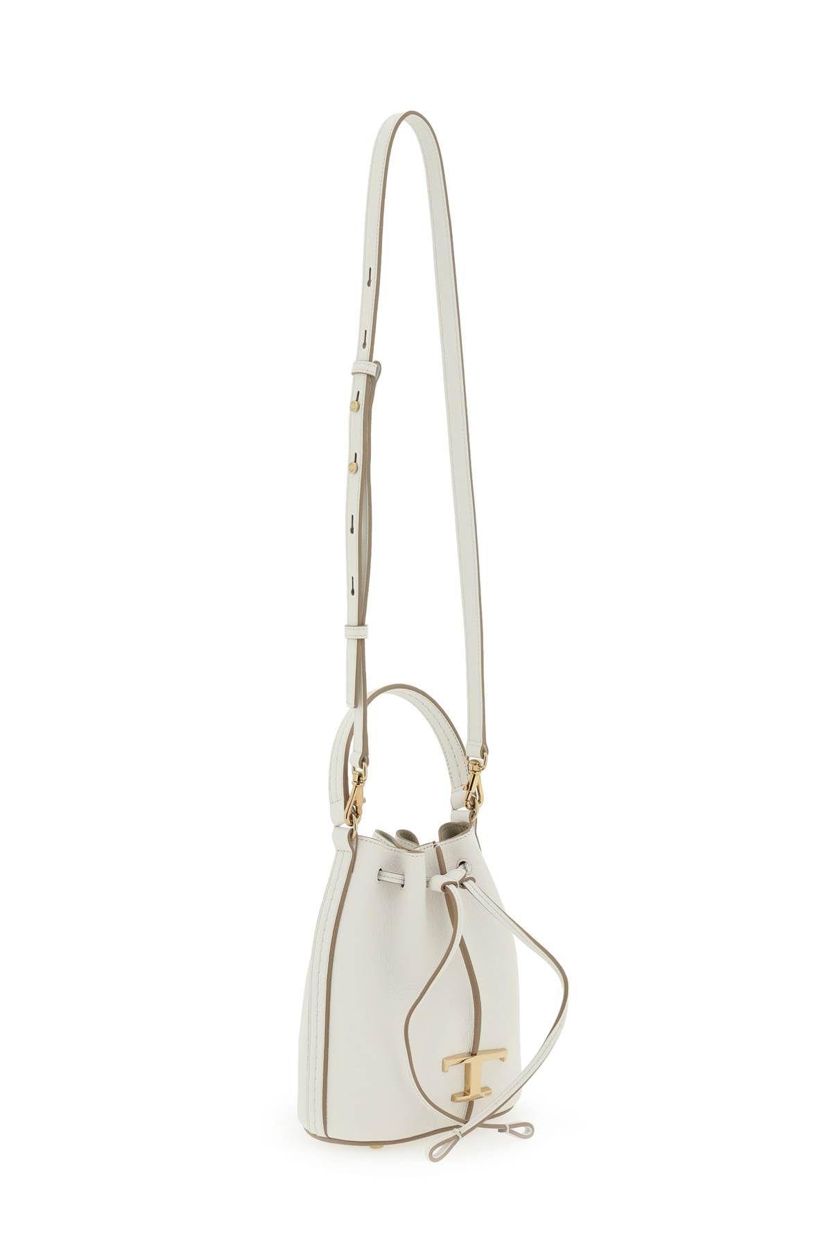 Shop Tod's T Timeless Micro Bucket Bag In Bianco