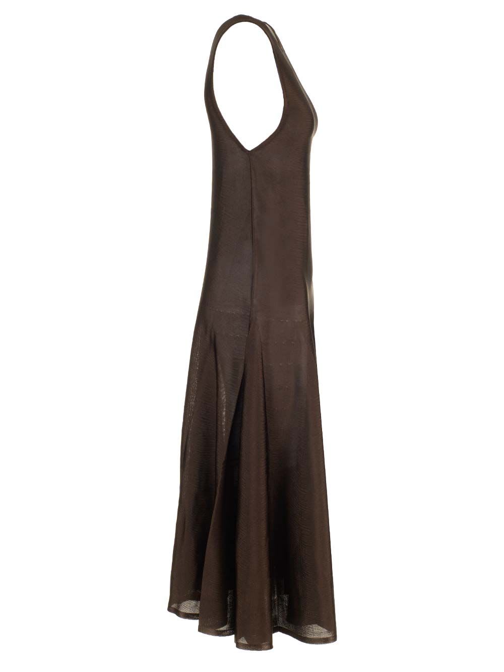 Shop Khaite Hencil Midi Dress In Brown