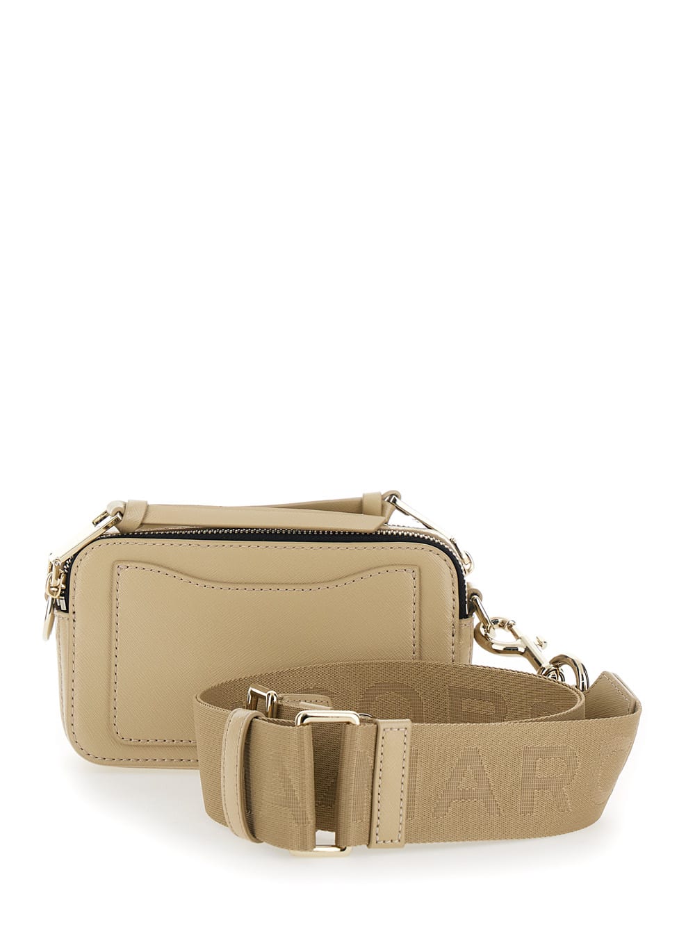 MARC JACOBS THE SNAPSHOT BEIGE SHOULDER BAG WITH METAL LOGO AT THE FRONT IN LEATHER WOMAN 