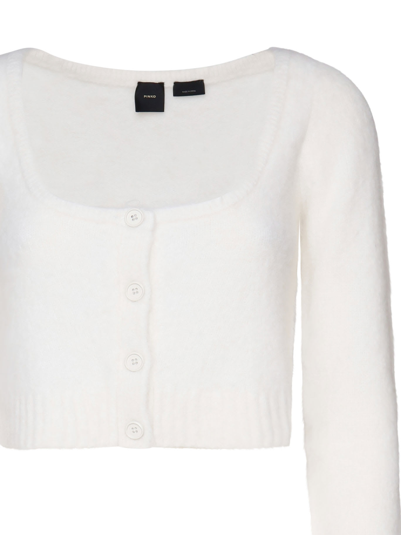 Shop Pinko Colorpoint Sweater With Wide Round Neckline In White