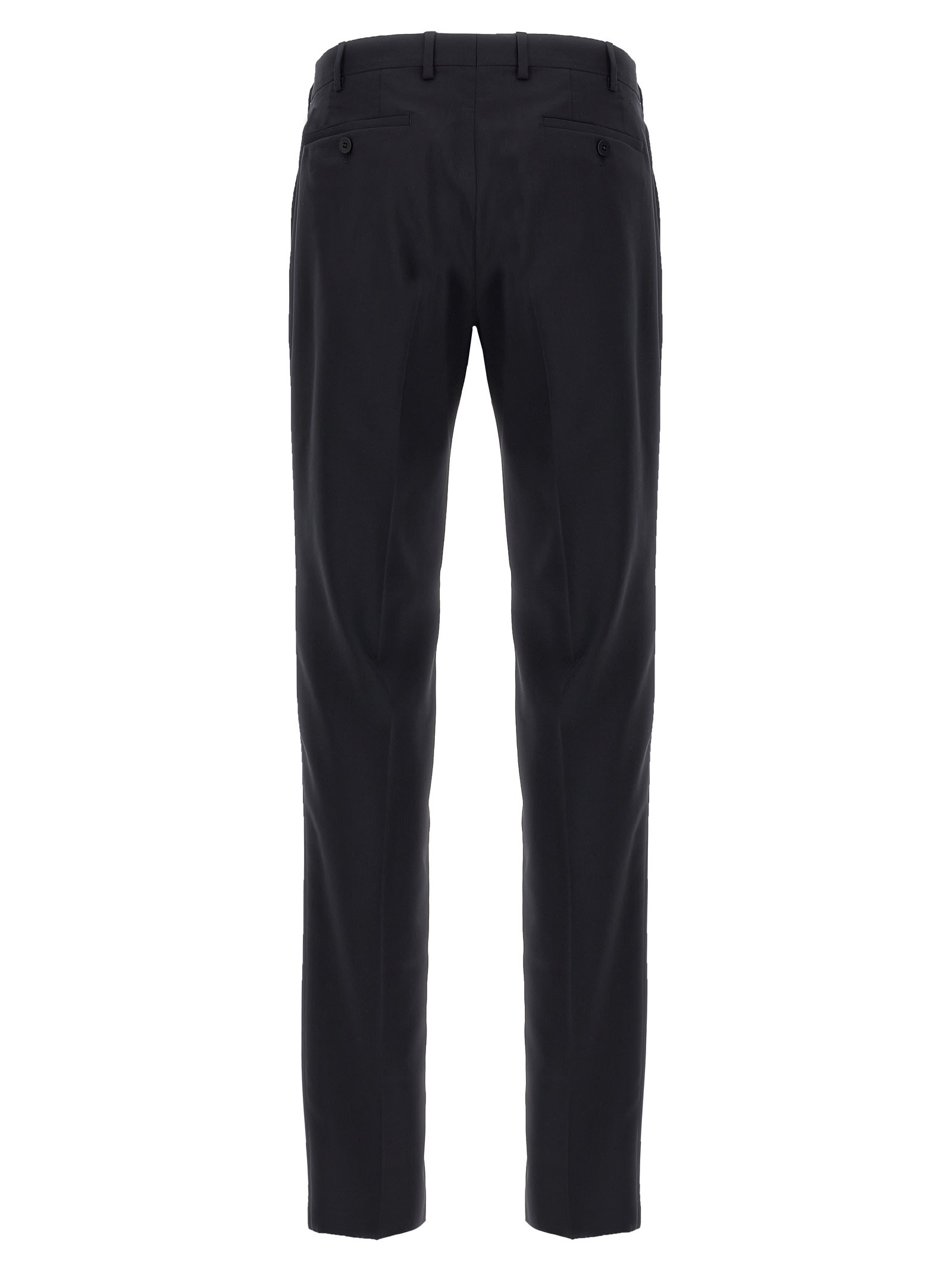 Pal Zileri Wool Trousers With Back Pockets And Belt Loops In Black