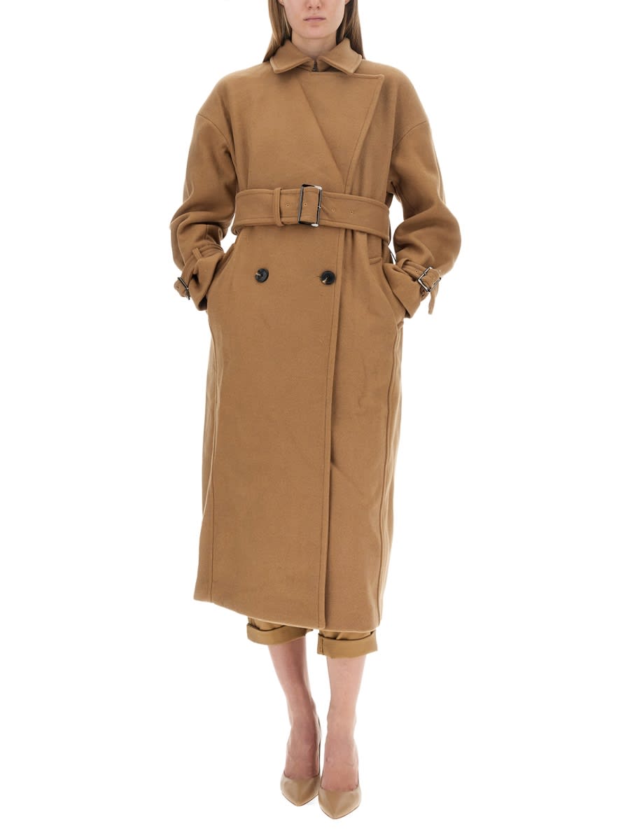 Michael Kors Wool Blend Trench Coat In Brown