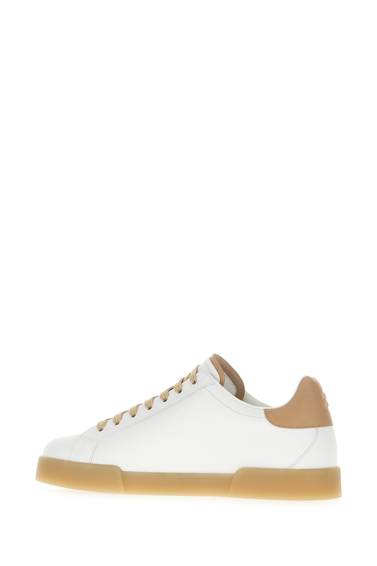 Shop Dolce & Gabbana Two-tone Leather Portofino Sneakers In Bianco Crema