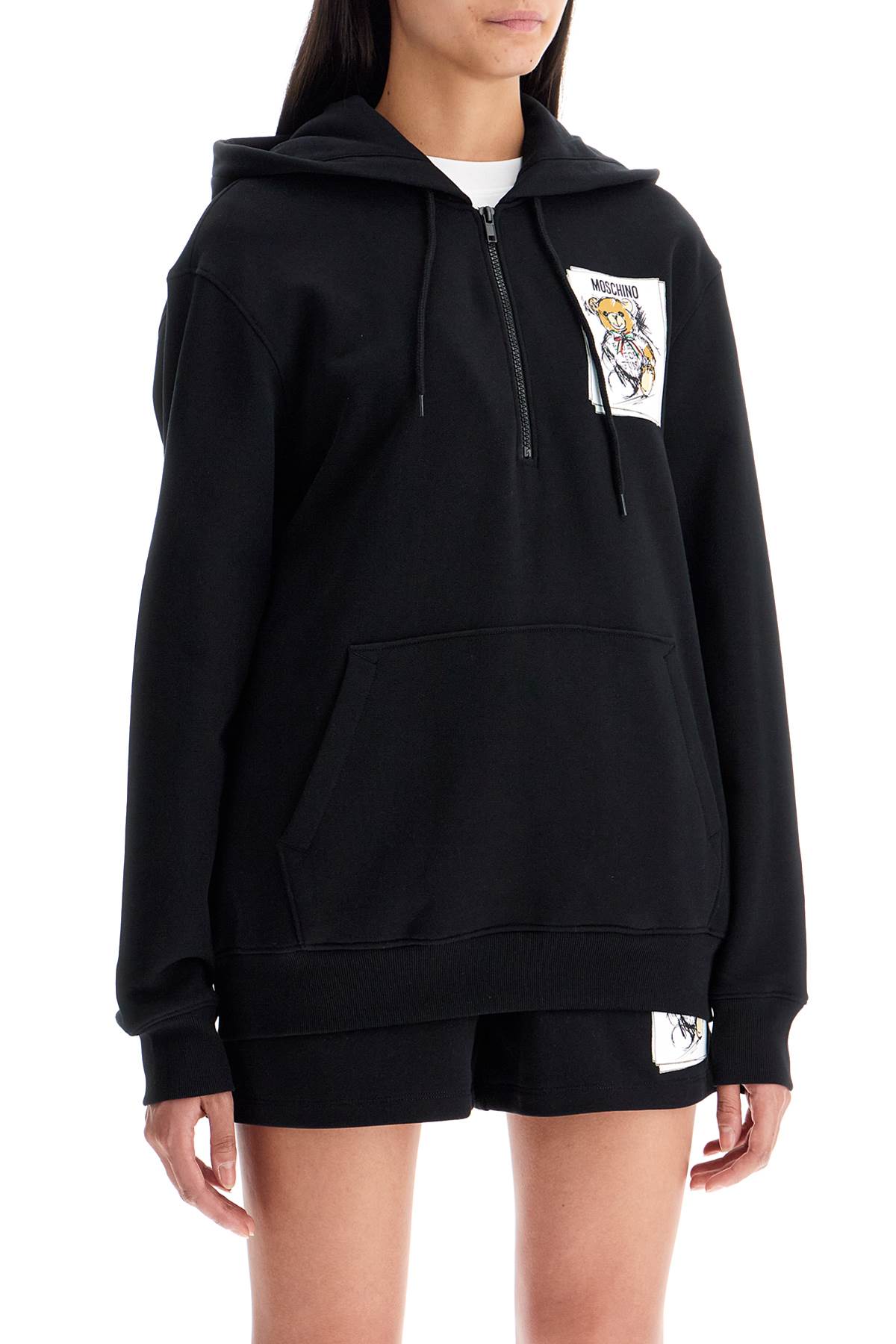 Moschino Hooded Teddy Bear Sweatshirt In Multi Black (black)