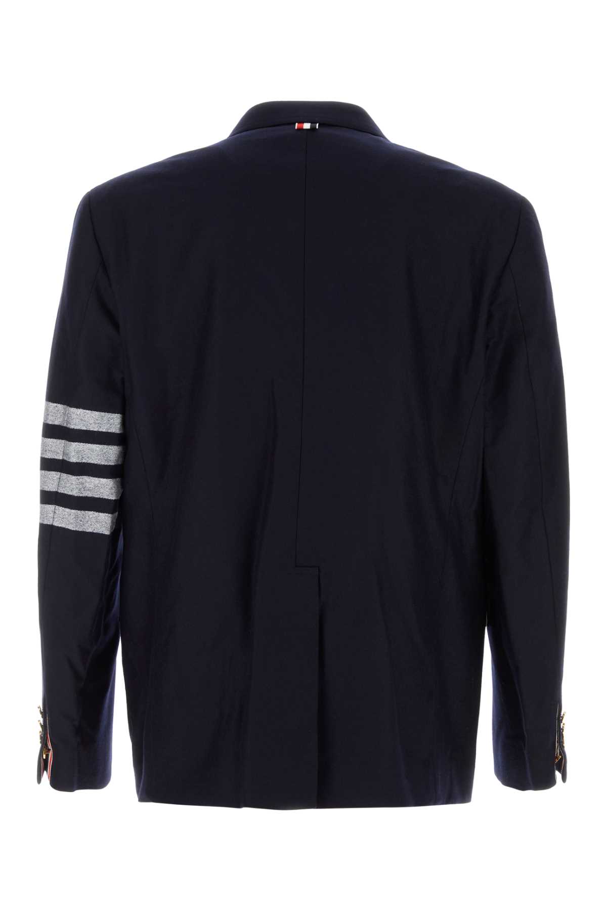 Shop Thom Browne Navy Blue Wool Blend Blazer