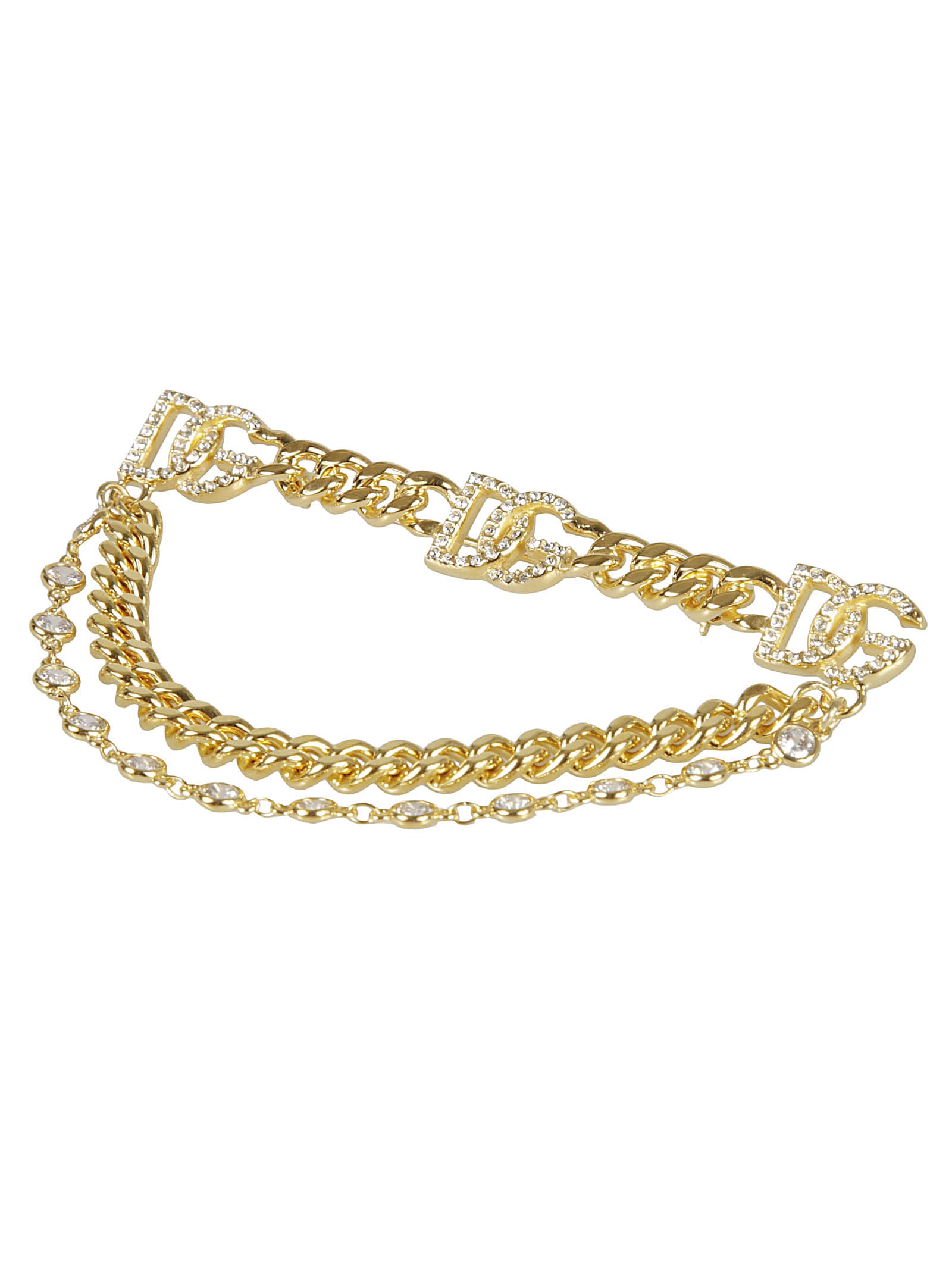 Dolce & Gabbana Logo Embellished Chain Brooch
