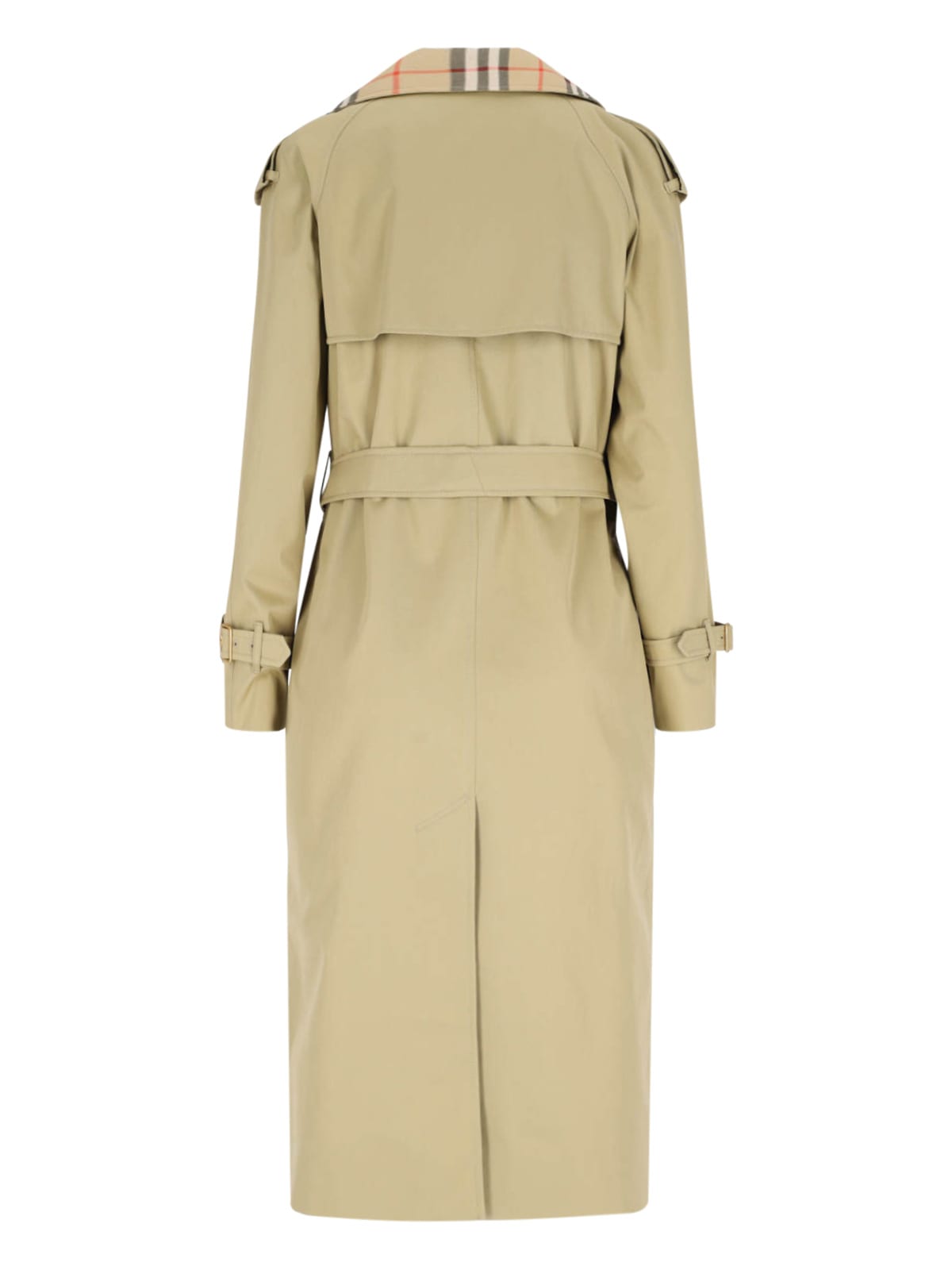 Burberry Check Collar Long Castleford Trench Coat Clothing In Brown