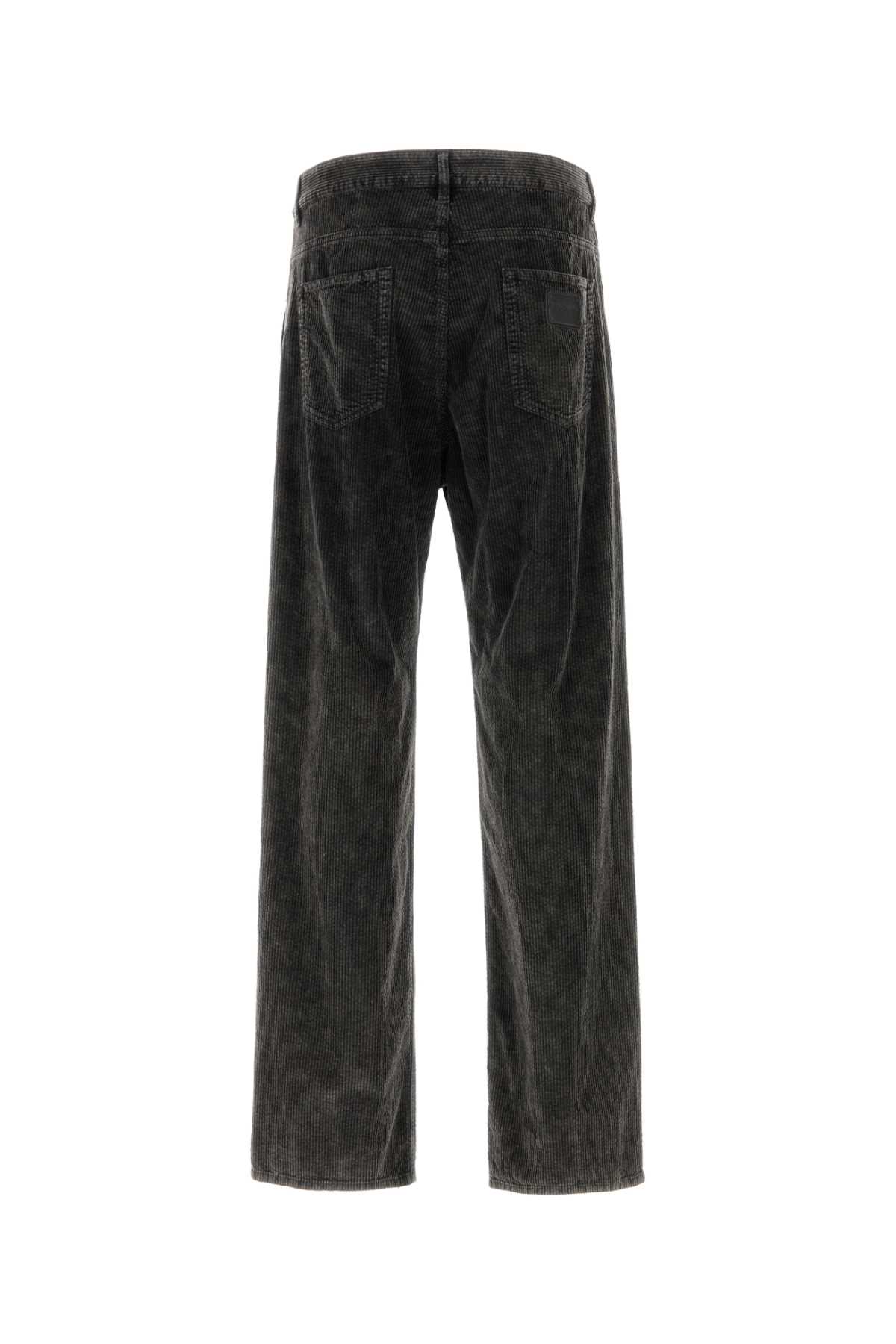 Shop Dolce & Gabbana Charcoal Stretch Corduroy Pant In Nero