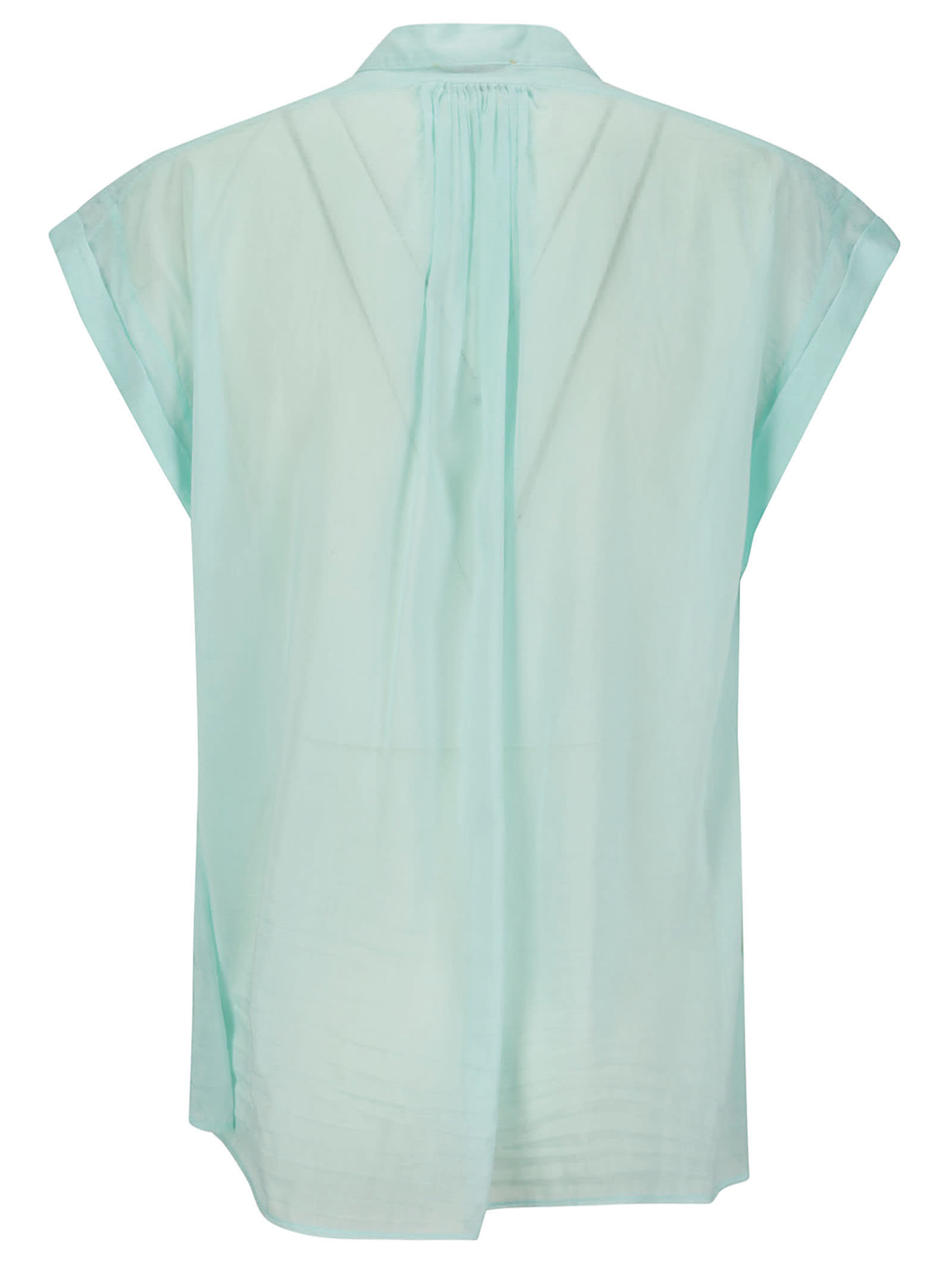 Shop Forte Forte Cotton Silk Voile Short Sleeves Top In Aquatic