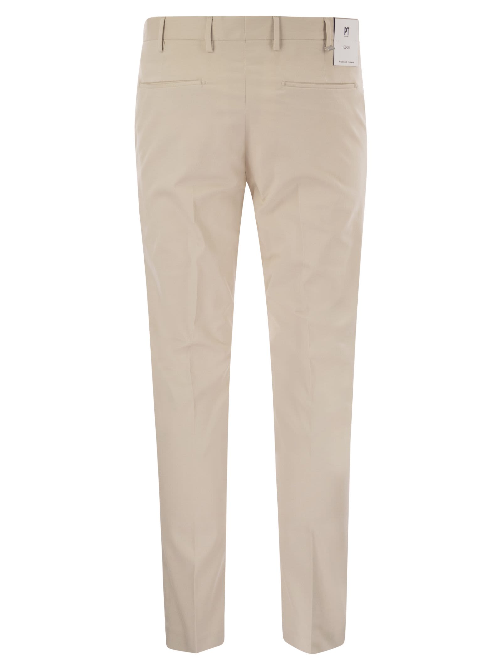 Pt Torino Pant Stretch Cotton Loops Belt In Neutral