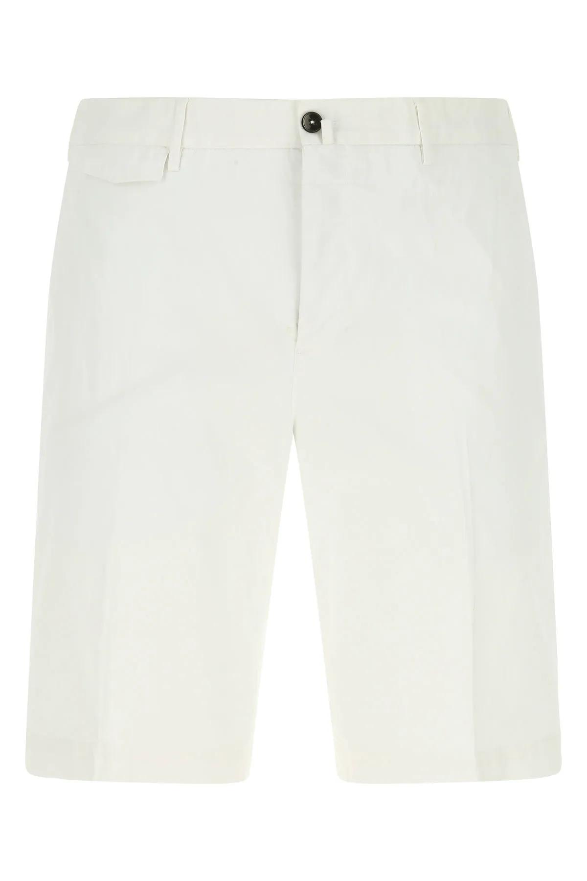 Shop Pt01 White Stretch Cotton Bermuda Shorts