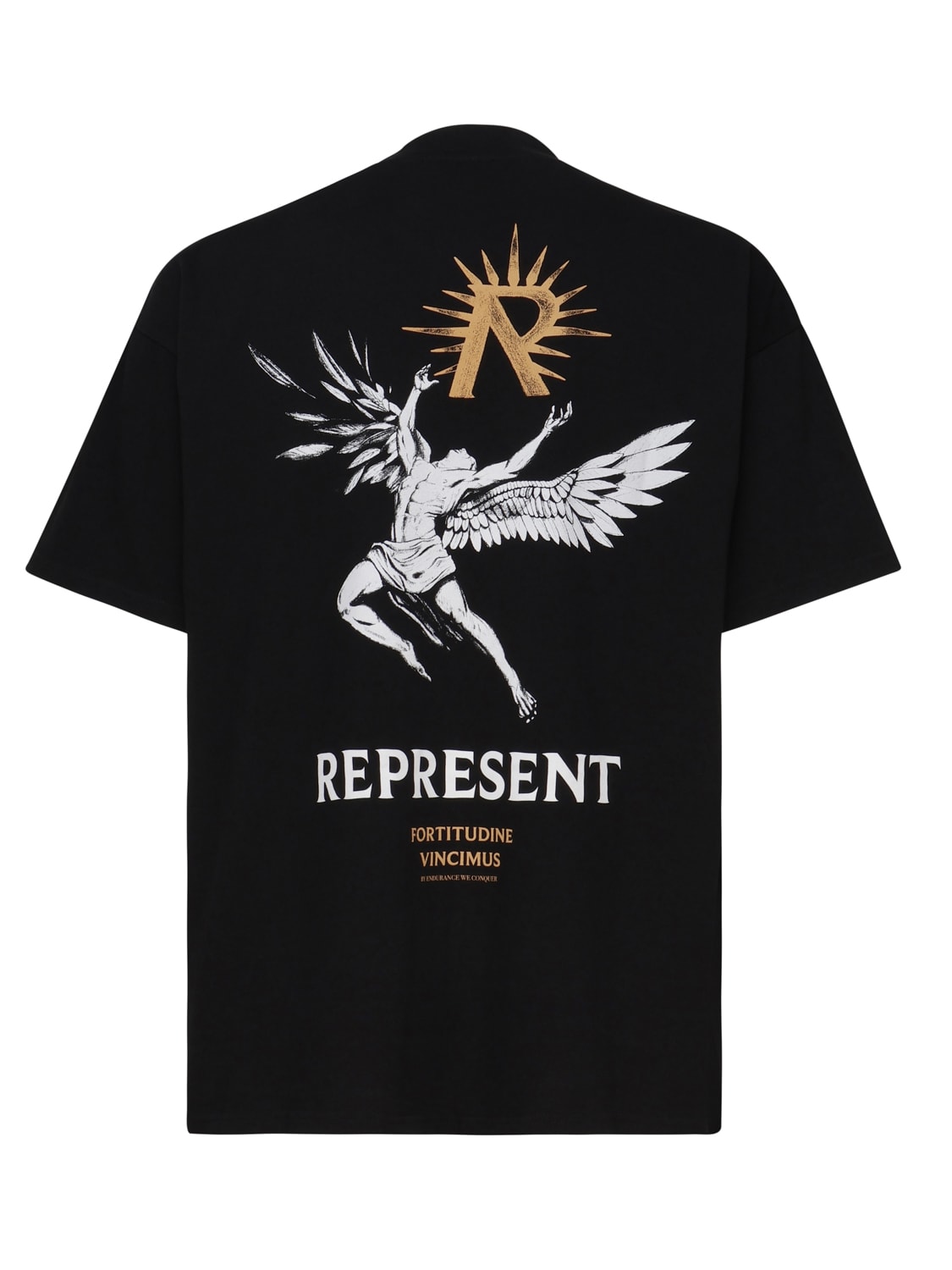 Shop Represent Cotton T-shirt With Print In Jet Black