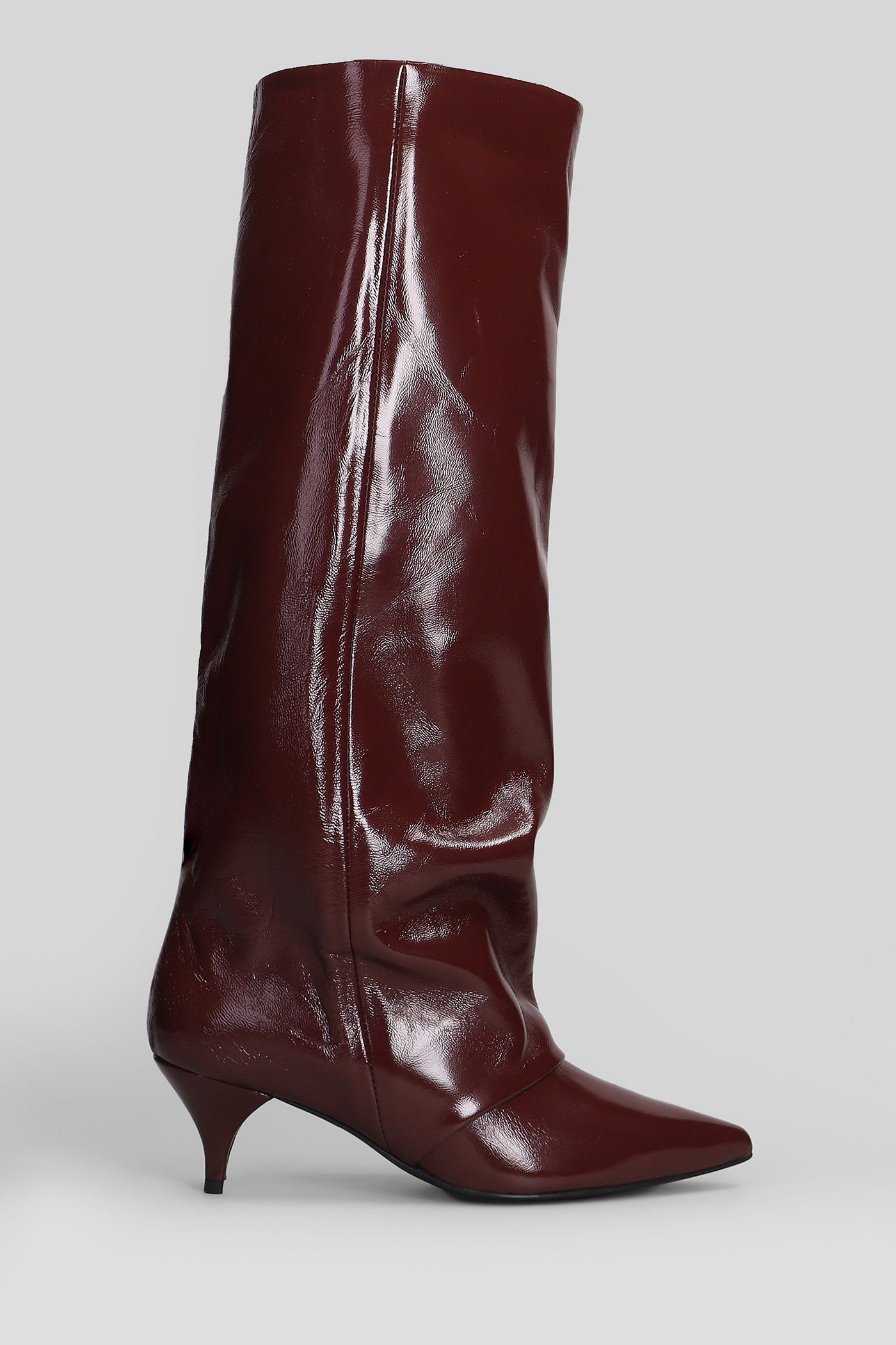 Alchimia High Heels Boots In Bordeaux Leather In Burgundy