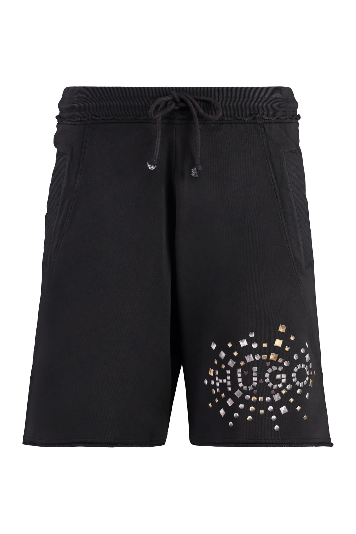 Shop Hugo Boss Cotton Bermuda Shorts In Black