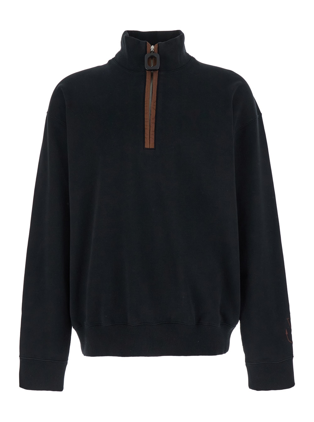 J.W. Anderson J. W. Anderson Black Sweatshirt With Front Zip And Embroidered Logo On The Sleeve In Cotton Man