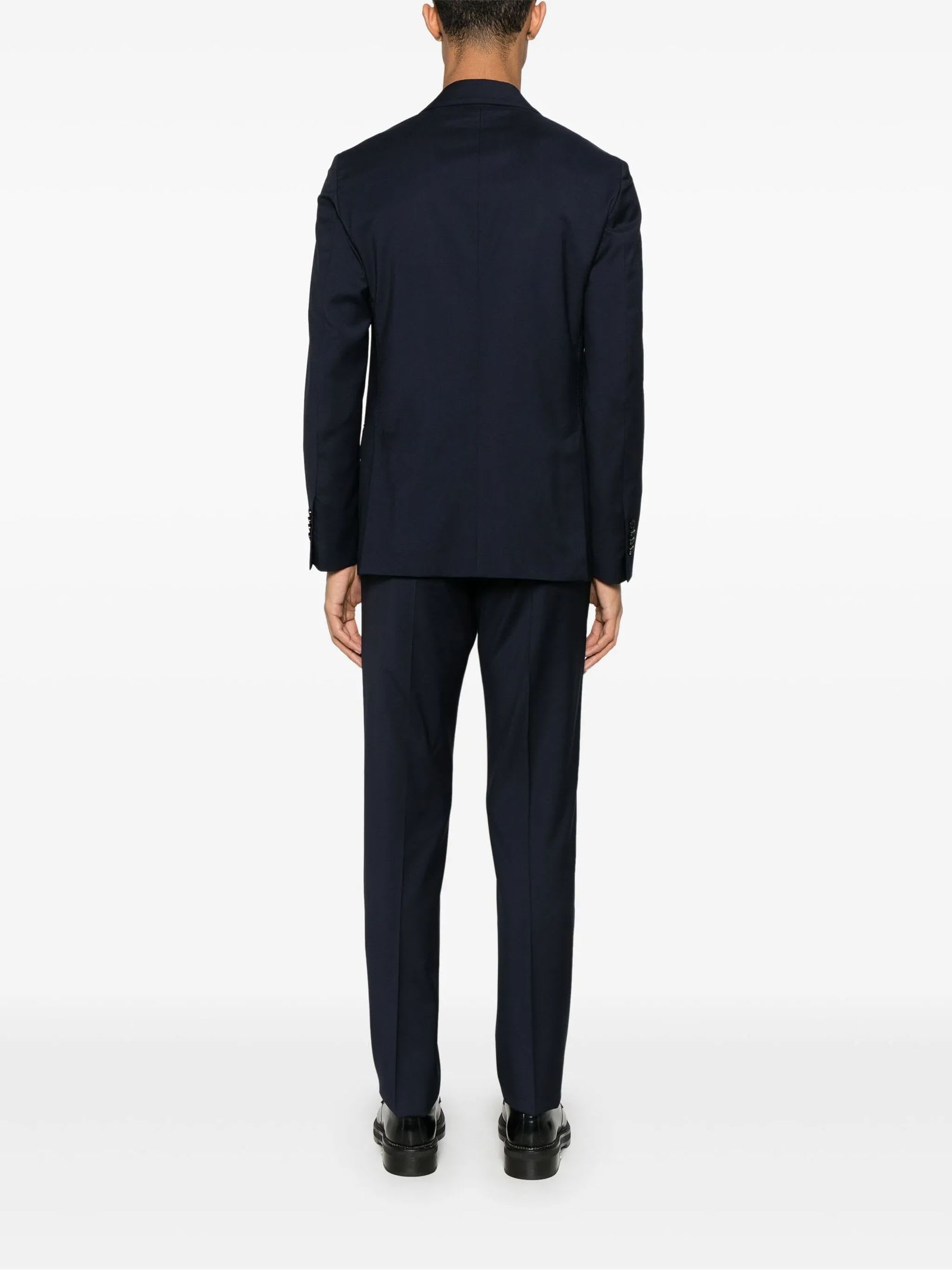 Lardini Single-breasted Crepe Suit In Blue