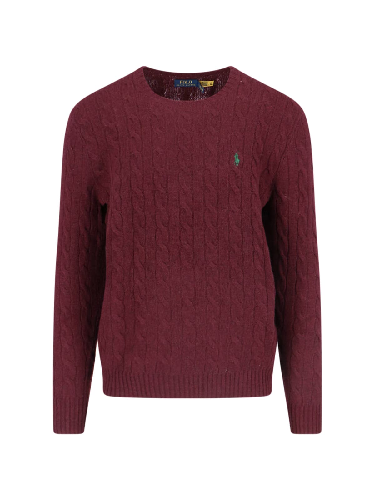 Shop Polo Ralph Lauren Logo Braided Sweater In Red