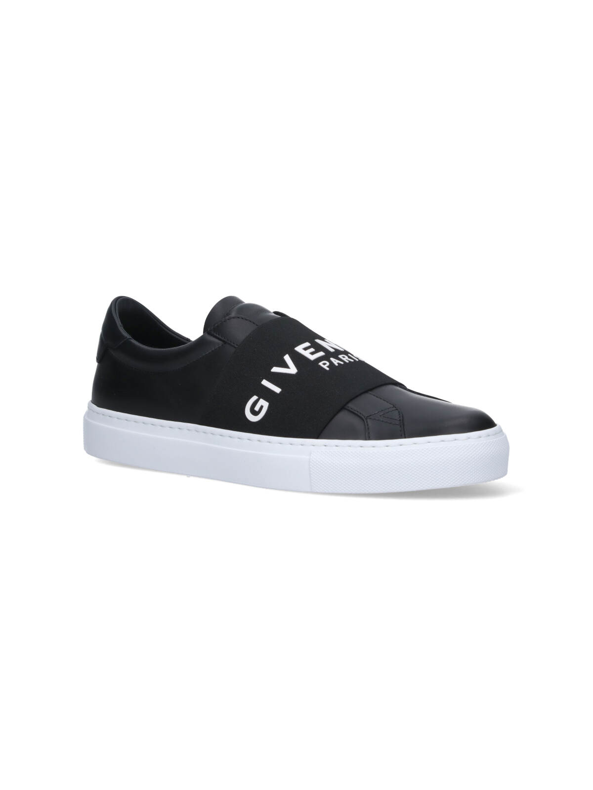 Givenchy Calfskin Leather Sneakers With Printed Logo And Contrasting Sole In Black