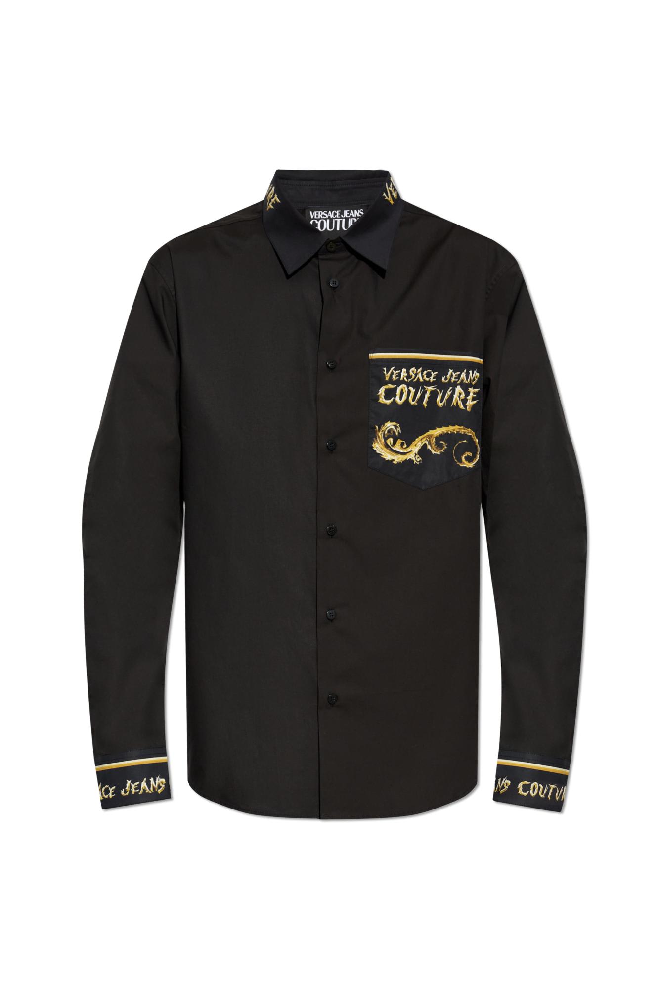 Shop Versace Jeans Couture Shirt With Logo In Black