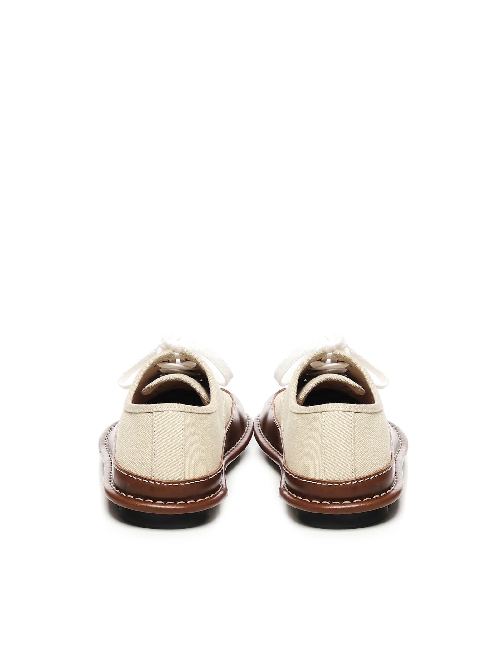 Loewe Bay Lace-up Leather-trimmed Shoes In White