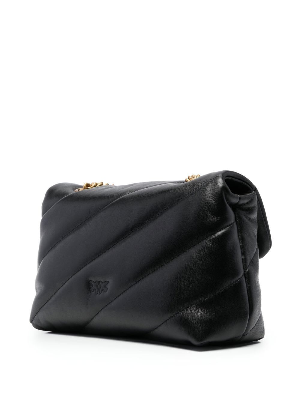 Shop Pinko Love Puff Classic Bag In Q Black Antique Pink