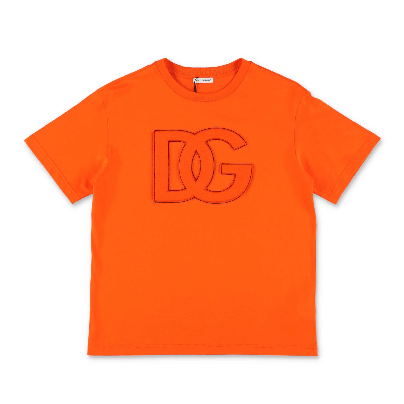 Dolce & Gabbana T-shirt Arancione In Jersey Di Cotone Bambino