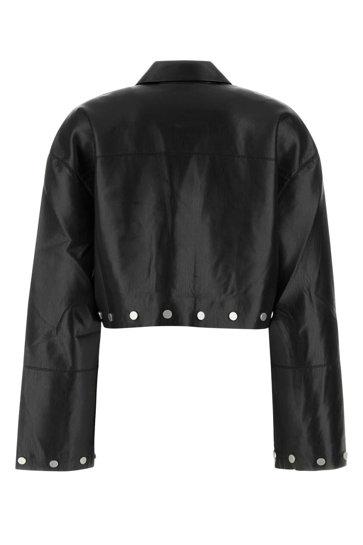 Nanushka Camicia Kassie In Similpelle Nera Donna In Black